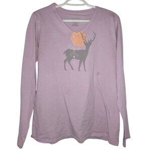 *3 FOR $9* Mountain Hardwear Long Sleeve V-neck Deer Graphic Tee Top T-shirt L